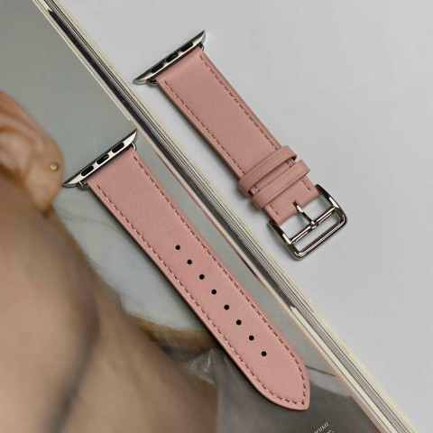 Кожаный ремешок Hermes New Leather на Apple Watch 38/40/41mm Pink powder Кожаный ремешок Hermes New Leather на Apple Watch 38/40/41mm Pink powder
